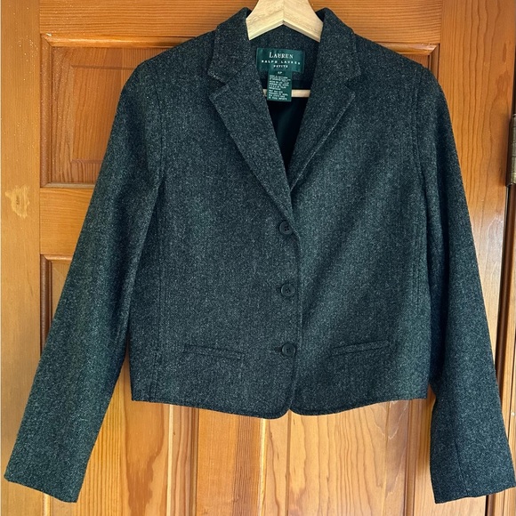Lauren Ralph Lauren Wool Gray/Black Blazer 100% Lana Wool Woolmark Jacket 8P - Picture 7 of 8